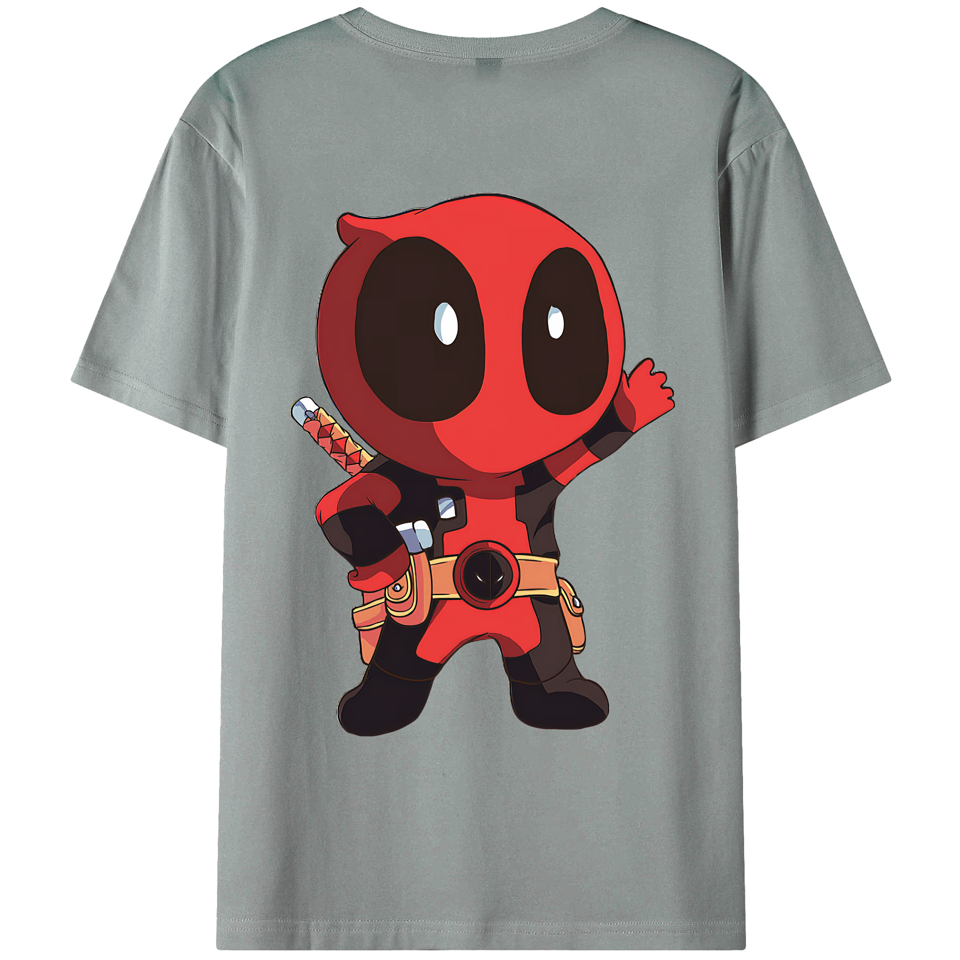 （画像用） Deadpool デッドプール 綿100％ メンズ半袖Tシャツ（バックプリント） 通気性